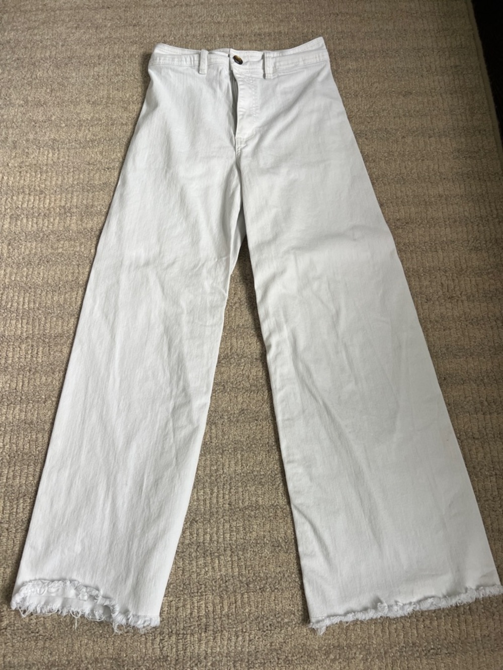Billabong White Wide-Leg Flare Jeans with Raw Hem